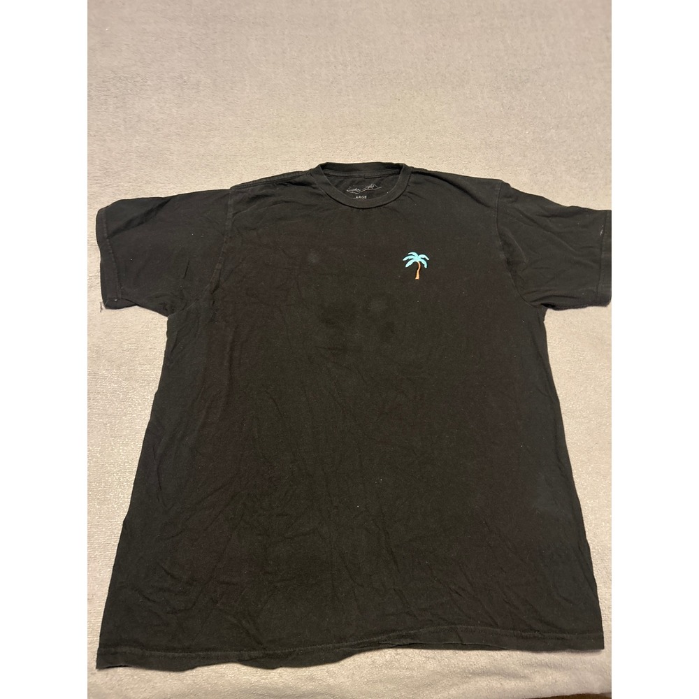 Eighty Eight Mens Black Palm Tree Embroidered Graphic T-Shirt Large